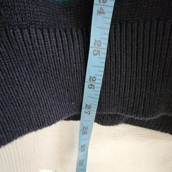 H&M Knit  Polo Sweater Navy Green Cotton Stripes Long Sleeve size XS - Picture 5 of 5